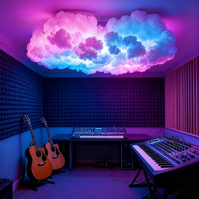 3D Thundercloud Night Light - Smart RGB LED Strip Light, USB-Powered Ceiling Mount Ideal for bedrooms, Games Rooms and Party Decorations, Features Colour-Changing Ambient Lighting (500cm)