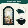 Green Wall Mirror Decor for Hallway Entryway, Irregular Arched Small Decorative Mirrors for Home Office Living Room, Modern Hanging Wall Art Sculpture for Christmas Wedding Gift (Green)