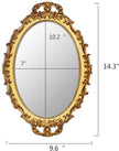 Vintage Decorative Gold Framed Mirror, Small Oval Wall Hanging Mirror -Small- 9.6