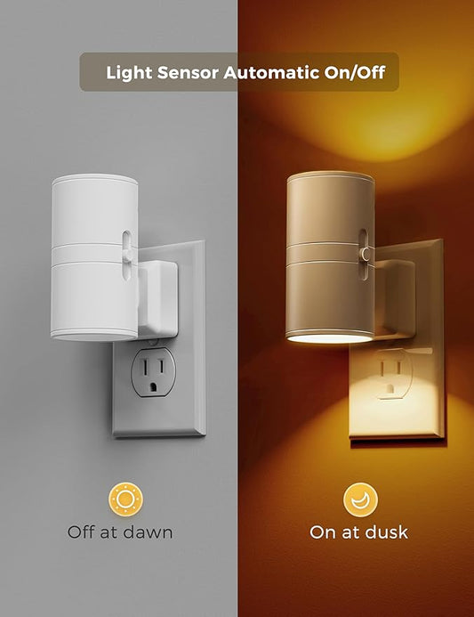 L LOHAS LED Night Light, Amber Nightlight, Dimmable Night Light 100LM, Light Sensor, Yellow Nightlight, Sleep Light for Kids, Soft & Warm Light for Bedroom, Hallway, Bathroom, 2 Pack