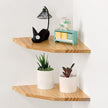 Wood Corner Wall Shelves Set of 2, Solid Wood Corner Floating Shelves, Round End Wall Mounted Floating Corner Shelf for Bedroom, Living Room and Kitchen (12 inch)