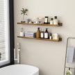 Picture Ledge Shelf for Wall, 36 inch Solid Ash Wood Nursery Book Shelves 2 Packs, Floating Shelves for Kids' Room Bedroom Bathroom Living Room Photo Frames Office Nursey Wall Decor, Walnut