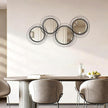Round Decorative Wall Mirror, Black 4 Pcs Circle Modern Mirror Wall Art Ring Metal Mirrors Wall Mounted for Living Room Bedroom Entryway Dining Room Hallway 16x32 Inch
