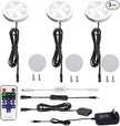 AIBOO Dimmable LED Under Cabinet Puck Lights 3 Lamps Kit with RF Remote Control for Home Kitchen Counter Lighting (Daylight White 6000K)