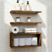 Wall Mounted Floating Shelf, c Long for Bedroom Living Room Kitchen Staircase Bathroom Above Toilet Wall Decoration Book Storage Room Recoration (3piece Set) Brown