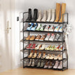 Metal Shoe Organizer,6 Tiers Shoe Storage Shoe Rack with Hooks,Fit 24-30 Pairs,Adjustable Shoe Shelf for Entryway,Hallway,Bedroom,Metal Bottom Support