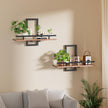 Floating Shelves for Wall to Hold Plants and Small Decor, 15.8 Inch Wall Mounted Shelves Set of 2, Easy to Mount Book Shelf for Bedroom, Living Room, Bathroom, Kitchen, Rustic Brown