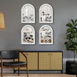 ZEXUIRU Set of 4 Arched Window Wall Mirror Rustic Farmhouse Accent Mirror Wood Framed Entry Wall Decoration for Living Room Bathroom Bedroom Kitchen