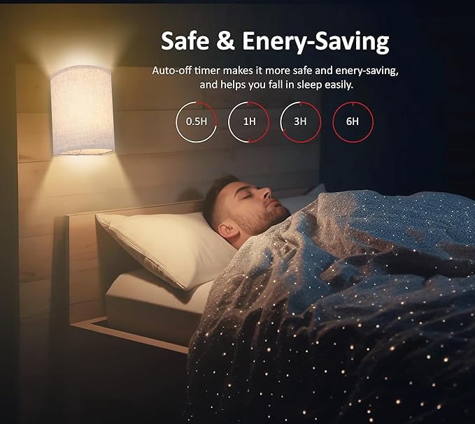Battery Operated Wall Sconces Set of Two, 18 RGB Colors Stick on Wall Lights with Remote, Changeable Dimmable Height Fabric Battery Powered Wall Lights for Bedroom Living Room Hallway