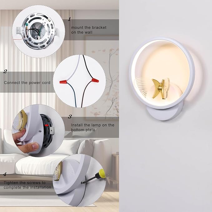 XEYOU 16W Modern Wall Sconce Lighting Indoor LED Creative Wall Light Fixture Butterfly Shape Decoration Wall Lamp for Living Room Bedroom Stair Corridor