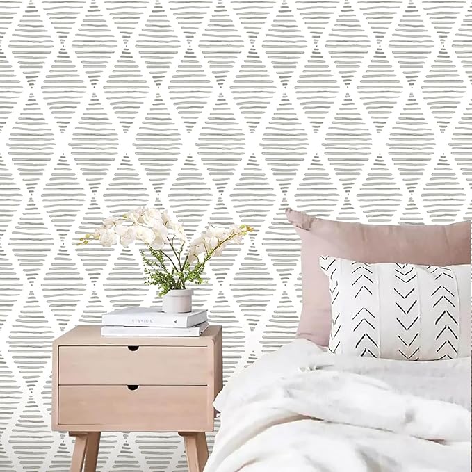 White and Silver Gray Peel and Stick Wallpaper 17.7