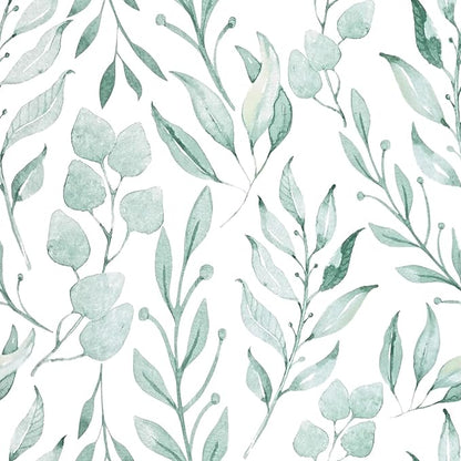 WENMER Green Leaf Wallpaper Floral Peel and Stick Wallpaper 17.7" x 590" Self Adhesive Watercolor Leaves Wall Paper Removable Floral Contact Paper for Cabinets Wall Decor