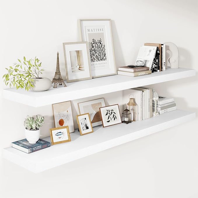 Vivelove 24/36/48/55 Inch Floating Shelves for Wall, 12 Deep Shelves for Room Wall Mounted, 2