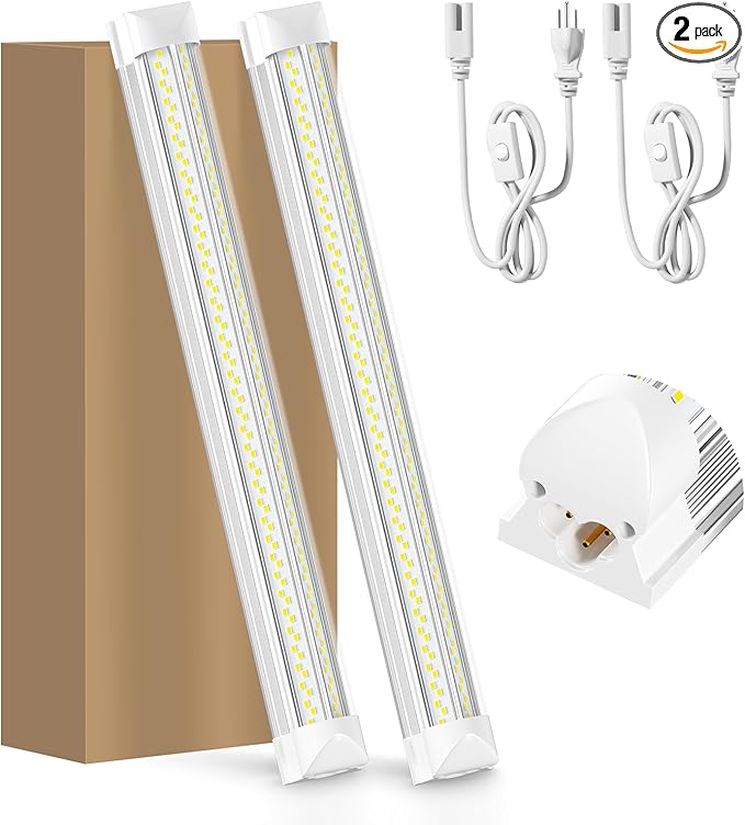 LED Shop Lights, LED Tube Light 25W 6000K, Garage Lighting, Super Bright, Under Cabinet Lighting, Linkable with Plug Shop Lights for Garage Workbench Workshop Basement (2 Pack)