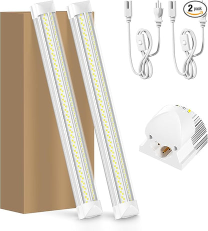 LED Shop Lights, LED Tube Light 25W 6000K, Garage Lighting, Super Bright, Under Cabinet Lighting, Linkable with Plug Shop Lights for Garage Workbench Workshop Basement (2 Pack)