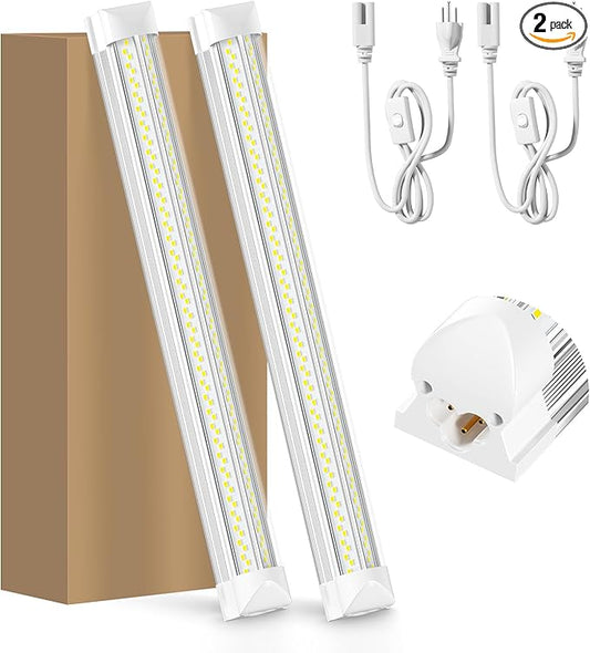 LED Shop Lights, LED Tube Light 25W 6000K, Garage Lighting, Super Bright, Under Cabinet Lighting, Linkable with Plug Shop Lights for Garage Workbench Workshop Basement (2 Pack)