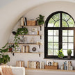 DINZI LVJ Long Wall Shelves, 31.5 Inch Wall Mounted Shelves Set of 2, Easy-to-Install, Floating Storage Ledges with Sturdy Metal Brackets for Living Room, Bathroom, Bedroom, Kitchen, Natural