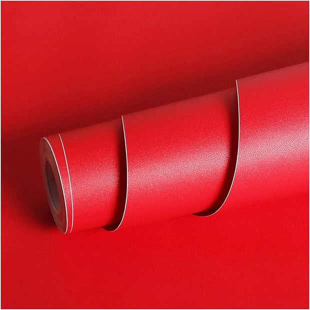 Livelynine 24 X 394 Wide Red Peel and Stick Wallpaper Removable Kitchen Cabinet Contact Paper Waterproof Renter Friendly Counter Top Covers Matte Red Vinyl Wrap for Cabinets Bathroom Living Room Wall