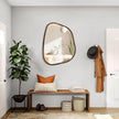 Asymmetrical Mirror Irregular Oval Wall Mirror Modern Wood Frame Unique Shape Wall Mounted Vanity Artistic Mirror Decorative for Living Room Bedroom Bathroom Entryway Hallway 20