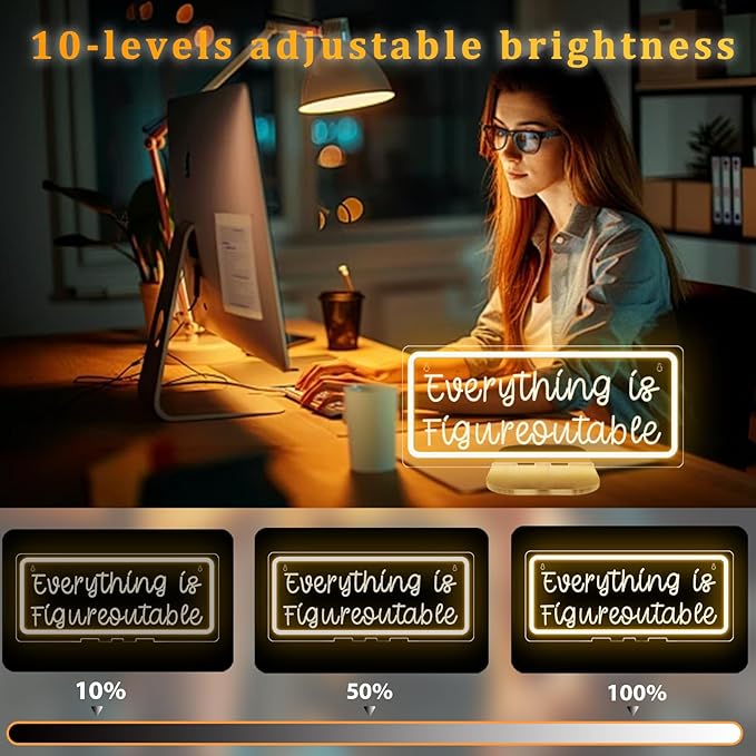 Everything Is Figureoutable Sign,Home Office Decor With Stand Inspirational Wall Decor for Home Cubicle,Shelf Table,Gifts for Friends Coworker
