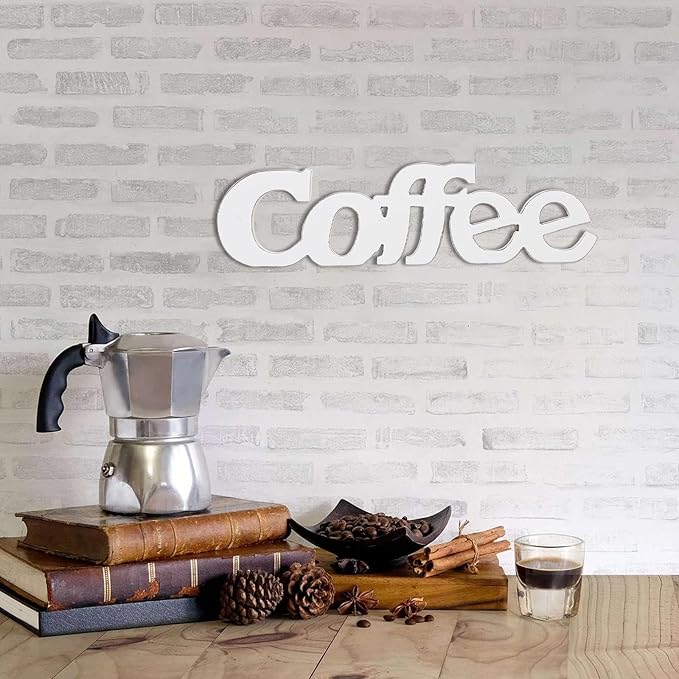 Rustic Distressed White Coffee Sign for Tabletop for 14