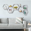 YBING Hexagon Floating Shelves Wall Mounted Set of 6 Honeycomb Shelves Wood Hexagonal Storage Hanging Shelves Farmhouse Wall Decor Floating Shelves for Bedroom Living Room Grey-White