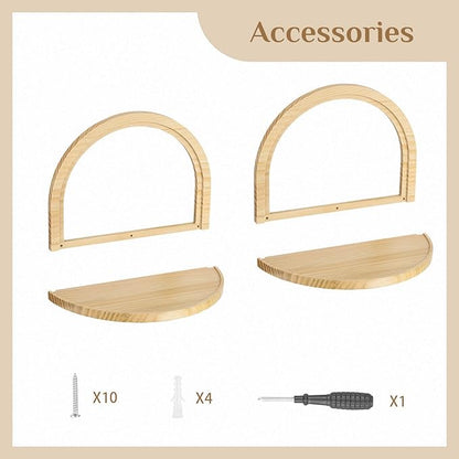 Boho Shelves Wall Decor: Mid Century Modern Floating Shelves with Ledge for Bathroom Bedroom Living Room Nursery