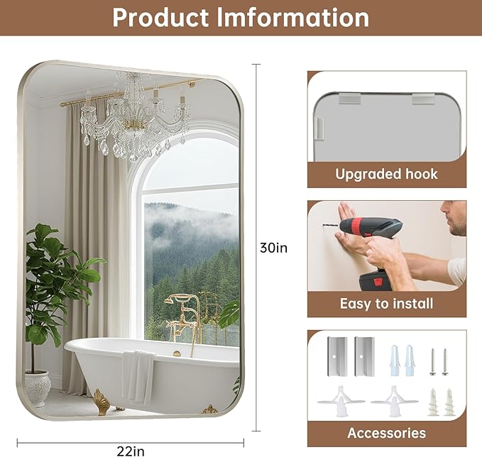 Brushed Nickel Mirror, 22