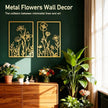 Sokurdeg Gold Metal Flowers Wall Decor, Minimalist Floral Metal Wall Hanging Art for Bedroom Bathroom Living Room (4 Pcs, 12 x 17 in)