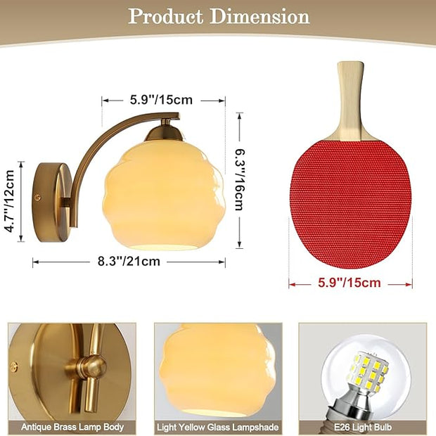 Mid Century Modern Wall Sconces Set of Two Brushed Brass Wall Sconce Gold Glass Wall Lights Globe Wall Mount Light Fixture Vintage Hallway Bathroom Sconces Wall Lighting Set of 2