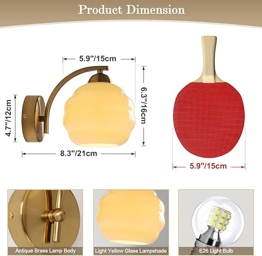 Mid Century Modern Gold Wall Sconce Glass Sconces Wall Lighting Bathroom Vanity Light Fixtures Globe Wall Lamp Bedroom Wall Lights for Living Room Bedroom Hallway Foyer