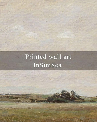 InSimSea Framed Canvas Print Art, Vintage Open Field Landscape Painting, Rustic Farmhouse Cottage Decor for Hallway Wall Floating Shelf Desk Vanity Fireplace,10x8in, Neutral Tones