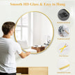 Fabuday Round Gold Mirror 30 Inch - Large Circle Mirror for Bathroom, Bedroom, Living Room, Hallway Decor, Hanging Big Golden Framed Circular Mirror
