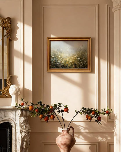 VIYYIEA Gold Framed Art Prints,12x16Inch, Wildflower Floral Vintage Art Painting, Country Spring Landscape Decor for Bedroom Bathroom Dining Room Shelf, Rustic Farmhouse Canvas Picture