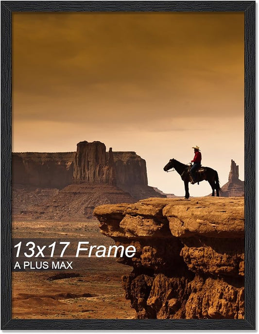A PLUS MAX 13x17 Picture Frame, Black Engineered Wood Frame for 13 x 17 Inch Picture Poster Photo, Light Weight 13 by 17 Frame with Wood-grain for Wall - 1 Pack/Black/13 x17