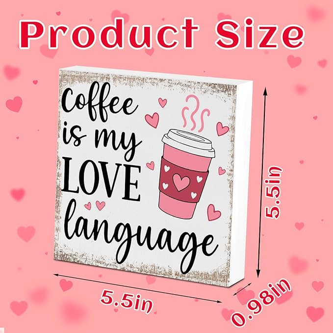 Coffee Bar Decor Sign, Coffee Station Decorations, Coffee Lover Gifts for Women Men, Home Kitchen Shop Corner Shelf Cafecito Table Signs, Love Language
