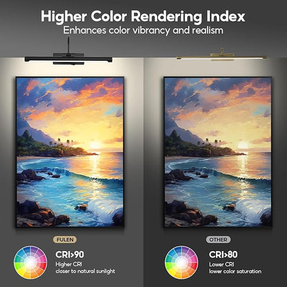 24" Picture Light for Wall Black Rechargeable Wireless Remote Lights Dimmable LED Art Painting Light with 3 Color Temp Display for Gallery Artwork Paintings Portraits Dartboards Display