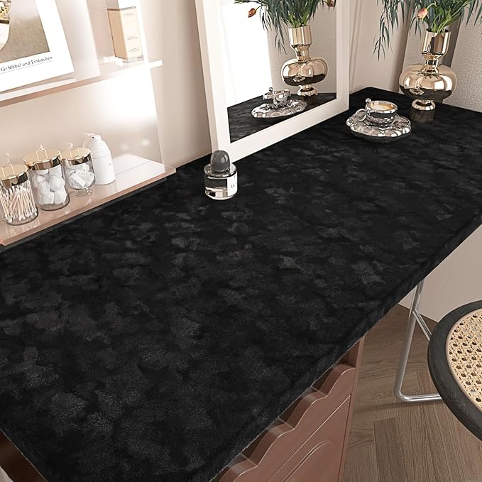 Wallercity Self Adhesive Felt Fabric Wallpaper Black Velvet Wallpaper Peel and Stick for Bedroom Dressing Room Flocking Fabric Contact Paper Wrinkled Textured Soft Cloth for Jewelry Boxes 11.8x78.7 IN