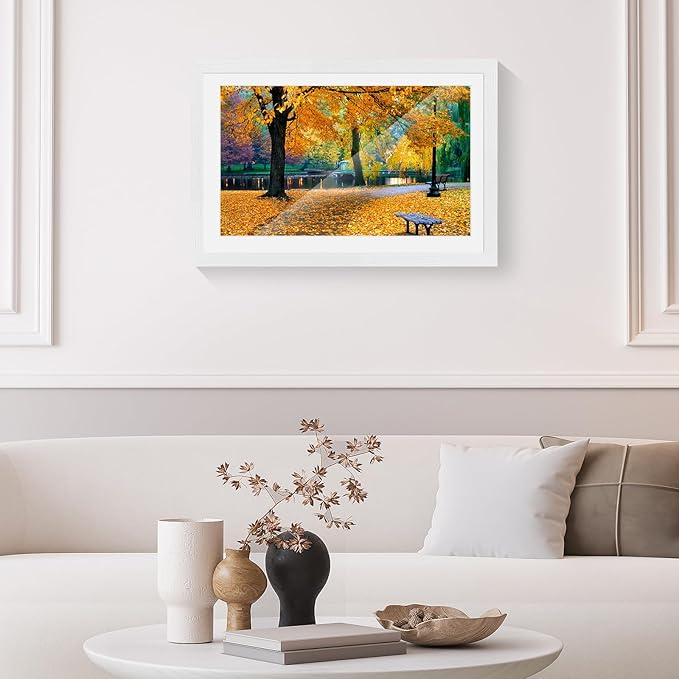 puthiac 13x19 Solid Oak Wood Picture Frame, Fits 11x17 with Mat or 13x19 Without Mat, Wall Display Only, Vertical or Horizontal, Plexi Front, 3 Pack, White