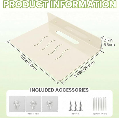 Steel Floating Shelves for Wall,Small Wall Shelf，Suitable for Bedroom, Living Room, Bathroom, Kitchen, Office (Warm White, 11.81x8.46 in)
