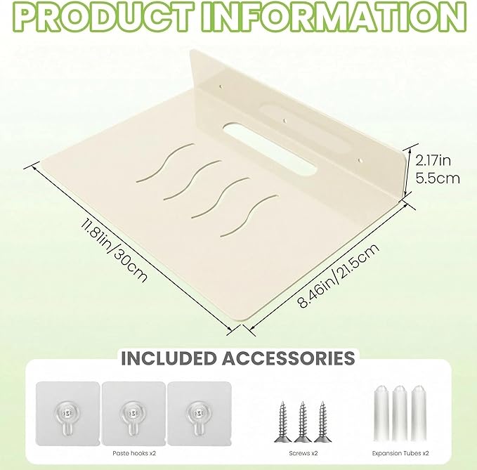 Steel Floating Shelves for Wall,Small Wall Shelf，Suitable for Bedroom, Living Room, Bathroom, Kitchen, Office (Warm White, 11.81x8.46 in)