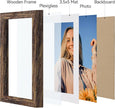 Vittanly 4x6 Picture Frames Set of 4, Display Pictures 3.5x5 with Mat or 4x6 without Mat, Small Photo Frames for Wall or Tabletop, Engineered Wood with Shatter Resistant Plexiglass, Rustic Brown