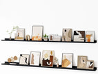 Fun Memories Picture Ledge Shelf, 60 Inch Floating Shelves Set of 2, Large Nursery Book Shelves for Toys Storage, Kids Bookshelf Wall Mounted for Wall Decor Books Photo Frames, Black