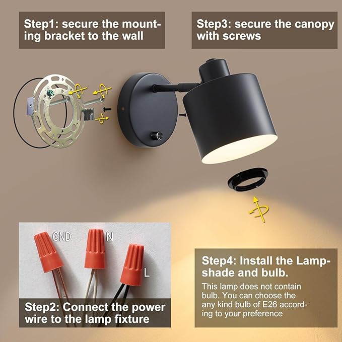 LIGHTESS Wall Sconce with Switch Farmhouse Wall Sconces with on Off Dimmer Black Industrial Hardwired Wall Lights Rustic Dimmable Wall Lamp for Bedroom Living Room Hallway,Set of Two