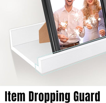 LaVie Home Floating Shelves for Wall Storage Set of 4, 47.2 Inch Picture Ledge Shelf, White Wall Shelves with Lip for Kitchen, Bedroom, Bathroom, and Living Room