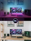 JUSJUBR 2PC RGB Under Monitor Light, Gaming Light with 353 Color Modes, LED Desk Light with Remote Control for Room/Monitor/PC Gaming Setup