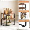 HOOBRO Cabinet Organizer Shelf Set of 4, Kitchen Counter Organizer, Kitchen Storage, Spice Rack, Nest, Stackable, Side-by-Side & L-Shape for Cabinet, Kitchen, Rustic Brown and Black BF33TLP201