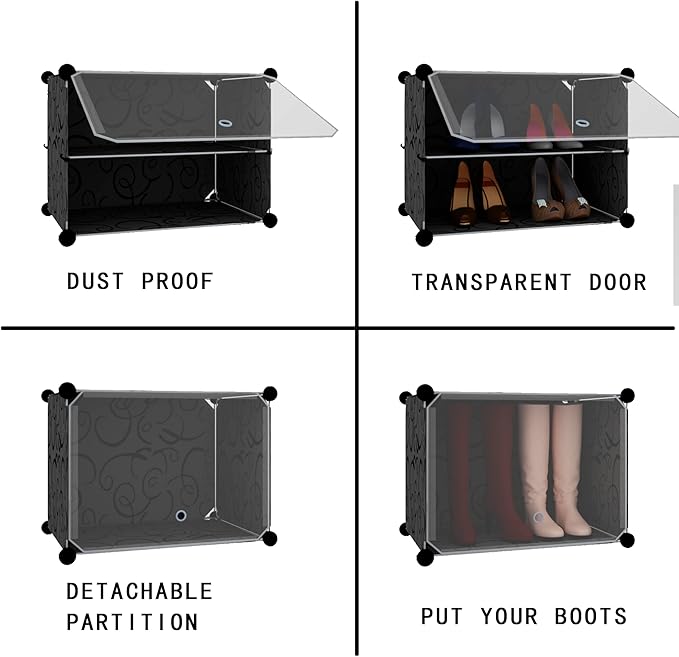 Shoe Rack Organizer, 48 Pair Shoe Storage Cabinet with Door Expandable Plastic Shoe Shelves for Closet,Heels,Boots,Slippers,8 Tier