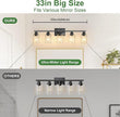 Ascher 5-Light Bathroom Light Fixtures, 33 Inch Vanity Lights with Clear Glass Shade, Modern Black Finish Wall Light for Mirror Bedroom Hallway Cabinet Porch