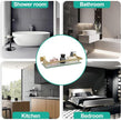 16 Inch Brusheld Gold Bathroom Glass Shelves with Stainless Steel Railing, Tempered Floating Glass Modern Decoration Bathroom Shelf Sink Over Toilet